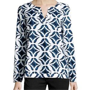 Diane Von Furstenberg Jaden Ikat Batik-Print Cotton Voile Top Art to Wear 6